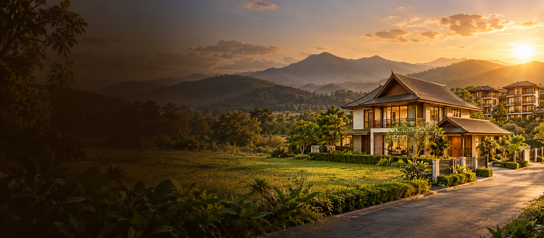 ภาพประกอบบ้าน ที่ดิน และอาคารในบรรยากาศล้านนา